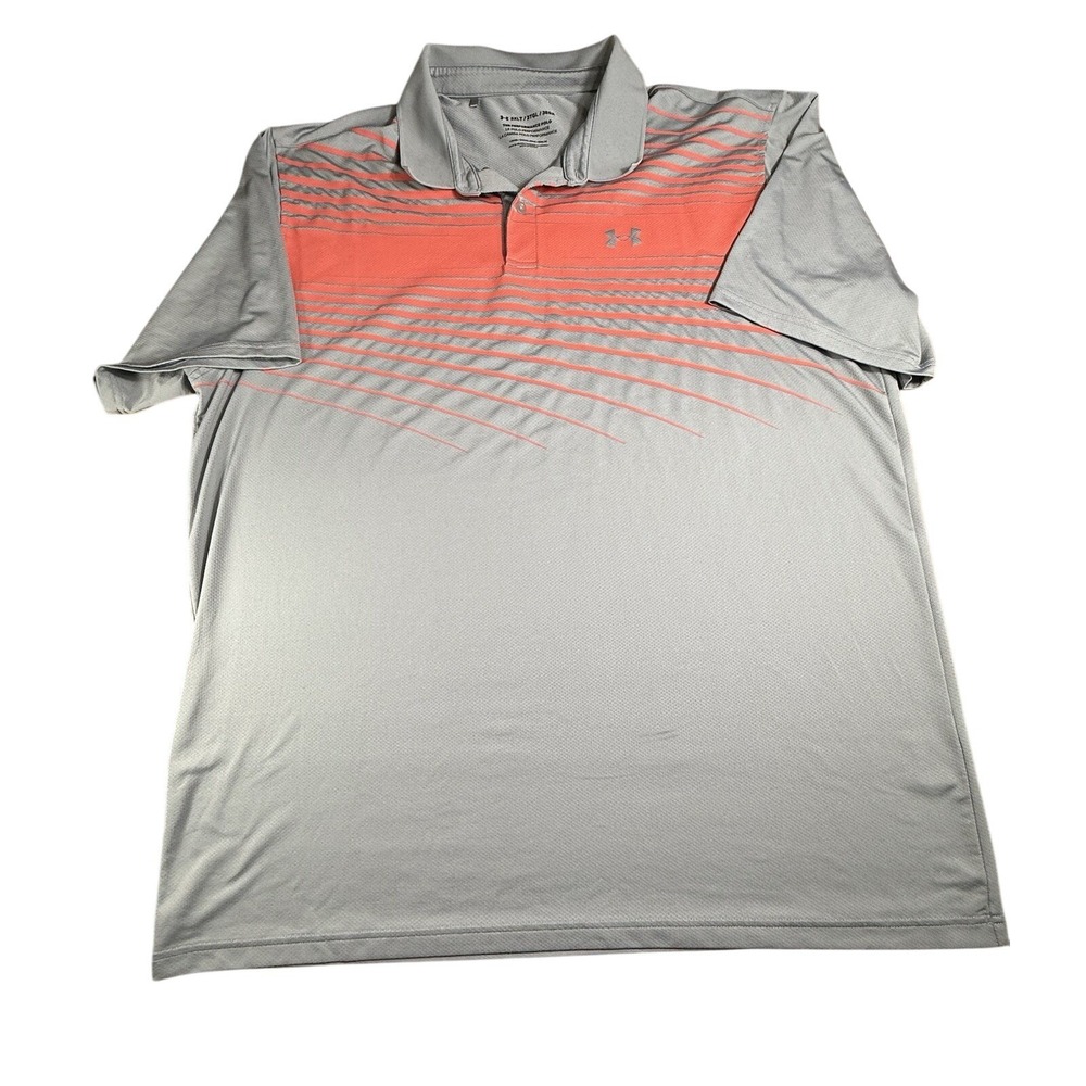 Under Armour Performance Polo 3XLT Polyester Grey Orange Striped Gorpcore Sporty